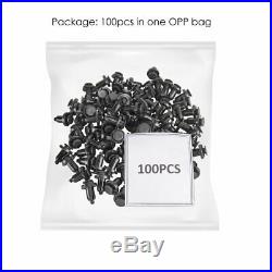 100X Bumper Clips 10mm Hood Fender Push Screw Rivet Retainer Fasteners For Honda