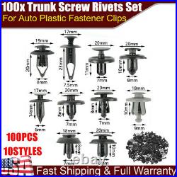 100x Trunk Screw Rivets Car Bumper Fender For Auto Plastic Fastener Clips Set