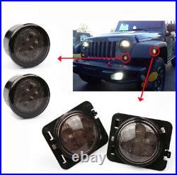 7 Led Headlight+4 Fog Lights+Turn Signal+Fender Lamp Kit For Jeep Wrangler JK