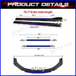 Blue Front Bumper Lip Splitter/2M Side Skirts/Strut Rods For Audi S4 S5 RS5 RS6