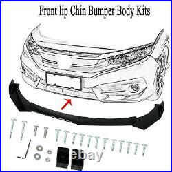 Car Front Bumper Lip Spoiler Splitter +86.6 Side Skirt Extension + Strut Rods