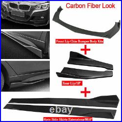 Carbon Universal Car Front Bumper Lip+86.6side skirts+Rear Diffuser Lip For BMW