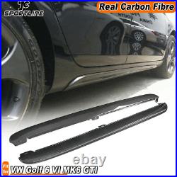 Fit For VW Golf 6 VI MK6 GTI 2010-13 Carbon Fiber Side Skirts Extension Lip Pair