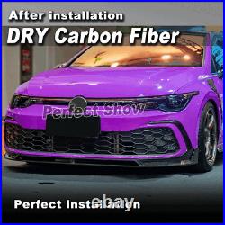 For VW Golf 8 GTI 2021-23 Dry Carbon Front Bumper Splitters Air Vent Fins Trims
