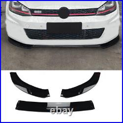 For Volkswagen Golf 7 2015-2021 Black Front Bumper Lip Spoiler Splitter 3pcs