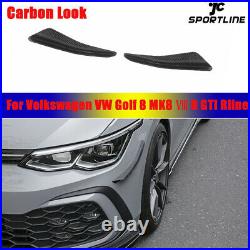 For Volkswagen VW Golf 8 MK8? R GTI Rline Front Bumper Fins Carbon Black 2PCS