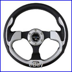NRG STEERING WHEEL 320MM SPORT LEATHER With Silver Inserts (PILOT Pilota Style)