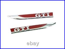 New Genuine VOLKSWAGEN GOLF Set Of Left And Right Side Fender GTI Chrome Badges
