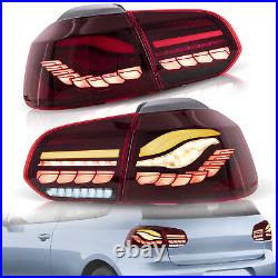 Pair FULL LED RED Tail Lights For 2010-2014 VW GOLF 6 MK6 & 2012-2013 Golf R