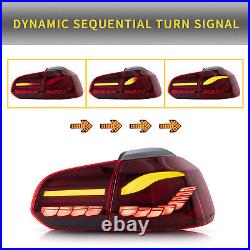 Pair FULL LED RED Tail Lights For 2010-2014 VW GOLF 6 MK6 & 2012-2013 Golf R