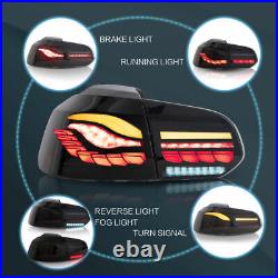 Pair LED Smoked Tail Lights For Volkswagen VW Golf 6 MK6 2010-2014 withSequential