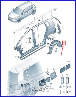 VW GOLF SPORTSVAN AM Rear Right Inner Fender Liner 510810972D NEW GENUINE