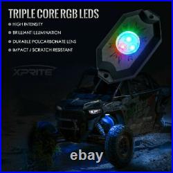 Xprite 8pcs RGB LED Rock Lights Bluetooth Dancing for Trucks Jeep UTV Buggy